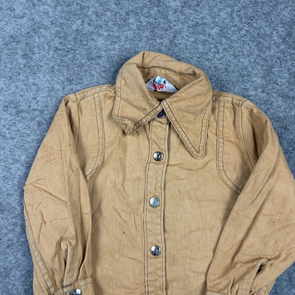 Mitey Miss Button Up Shirt Girls Size 5 Tan Vintage Western Denim Long Sleeve - Picture 4 of 9